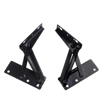 Li-TianFeng Folding Support Hinges 80 Degree Spring Loaded Black Metal Cabinet Lift Brackets Set of 2