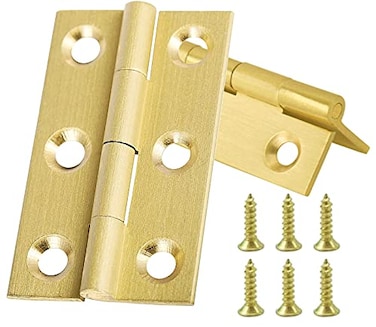 HGHN 8 Pcs Solid Brass Hinges Jewelry Box Hinges Small Hinges with Screws Suitable for Jewelry Chest Wood Box Toolbox and Cabinet 15 inch