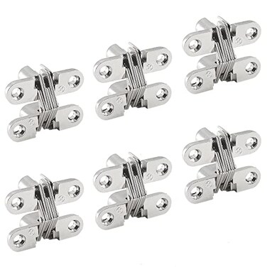 Hitefu 6Pack Hidden Gate Hinge 134 Inch Invisible Hinge Cabinet Leaf Hinge 180 Degree Invisible Door Hinges Concealed Barrel with Screws