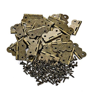 PGMJ Jewelry Box Hinges 80 Pieces 1 inch Wooden Cabinet Hinge Antique Small Butterfly Hinges Bronze Engraving Design Box Lock for Crafts Wooden Box Gift Box Toolbox Accessories K6180 Pcs