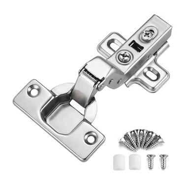 Kimdot 2 Pack Frameless Soft Close Cabinet Hinges for Kitchen 105Clip on Plate Adjustable Concealed European Door Hinges Nickel Plated Finish Inset