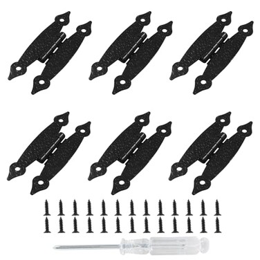 Kyuionty 6 Pack HShape Cabinet Hinges Hammercraft Flush Door Hinge for Kitchen Cupboard Wardrobe Black