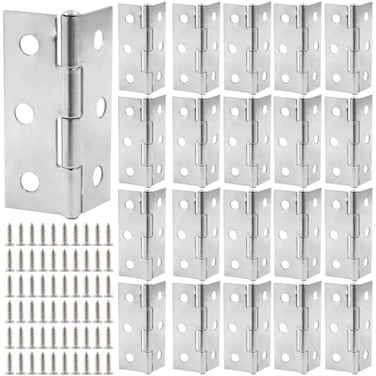 Luomorgo 20 Pack 2 Inch Mini Hinges Butt Hinges Stainless Steel Cabinet Hinges Small Folding Door Hinge for Wooden Box Crafts Silver