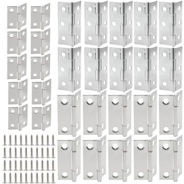 Luomorgo 30 Pack Mini Hinges Butt Hinges Stainless Steel Cabinet Hinge Small Folding Door Hinge for Wooden Box Crafts 1 Inch 2 Inch 3 Inch