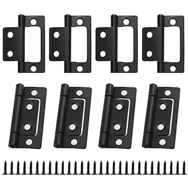 MARRTEUM 8 Pieces 2 Inch Non Mortise Door Hinge Black Bifold Butt Cabinet Hinges with Screws for Cabinet Wardrobe Window Furnitures Wooden Boxes