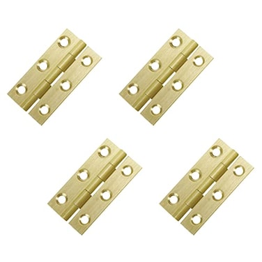 Mcredy 4 Pcs 25 Inch Brass Cabinet Hinges Gold Butt Hinge Wooden Box Door Hinges with Screws for DIY Crafts Projects