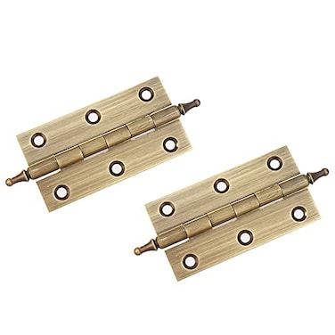 Mcredy Cabinet Hinges 3 Brass Antique Bronze Gate Door Hinges with Ball Finials for Windows Shed Boxes Home Office 2 Packs