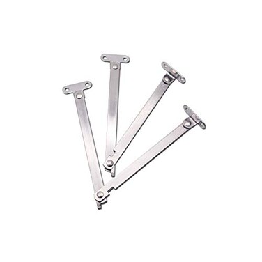 Mcredy Lid Support Hinge 9 Inch 1 Pair Rotatable Locking Folding Hinges Steel Wooden Toy Box Hinge Support for Cabinet Silver