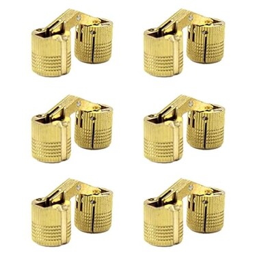 MIAO JIN 6Pcs 10mm Brass Barrel Hinges Hidden Invisible Cabinet Furniture Hinges Concealed 180 Degree Opening Angle