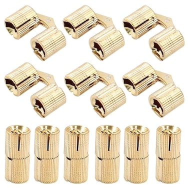 Murtenze 12PCS 10mm Hidden Brass Barrel Hinges 180 Degree Opening Angle Easy Installation Ideal for Jewelry Box Cabinet Doors More