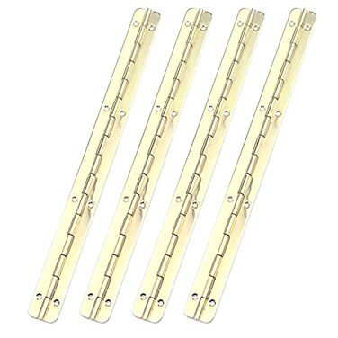 MY MIRONEY 787 x 067 Gold Hinges Metal Piano Hinge Long Folding Butt Hinges Hardware Wooden Box Gift Box Hinge Cabinet Gate Door Hinge with Screws Pack of 4