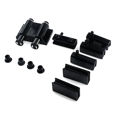 Pastlla Glass Door Pivot Hinge with Magnetic Catch and Clamp Set for Bathroom Showcase Cabinet Doors Black