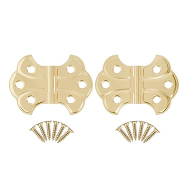 UNIQANTIQ HARDWARE Polished Brass Butterfly Hinges 2 x 1716 Pack of 2 Surface Mount Hinges for Cabinet Doors and Boxes UA262HPB 1