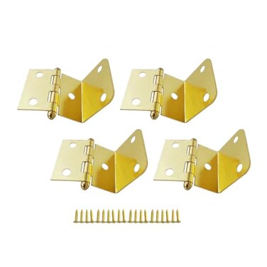 QCAA Durable Steel SemiConcealed Hinge for Box Chest Cabinet 112 Width x 12 mm Thickness Brass Plated 4 Pack Made in Taiwan