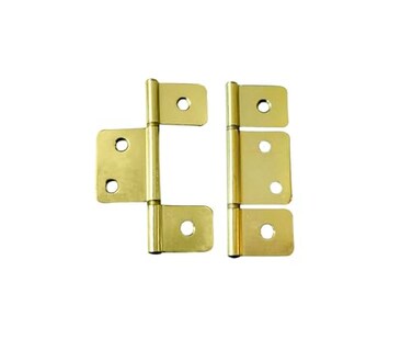 QCAA Flag Three Leaf 312 Bifold Shutter Hinge for NonMortise Cabinet Hardware Brass Plated Made in Taiwan 2 Pack