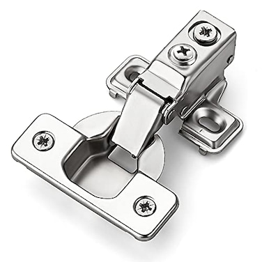 Ravinte 50 Pack 25 Pairs Short Arm Kitchen Cabinet Hinges for 12 Inch Overlay Cabinet Brushed Nickel 105 Degree Opening Angle Hinges Soft Close Concealed with Mounting Screws for Face Frame Door