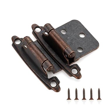 Ravinte 60 Pack 30 Pairs 12 inch Overlay Cabinet Hinges SelfClosing SemiConcealed Face Mount Antique Copper Decorative Hardware with Door Bumpers for Kitchen Cupboard Doors