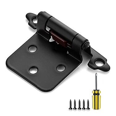 Ravinte 60 Pack 30 Pairs 12 Overlay Cabinet Door Hinges Kitchen Black SemiConcealed Hinges Face Mount SelfClosing Cabinet Hardware with Bumpers Screwdriver