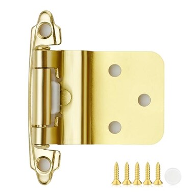 Ravinte Decor 4 Pack 2 Pair Gold Cabinet Hinges 38 inch Inset SemiConcealed Self Closing with Bumper Easy Surface Mount Installation Fit for Face Frame Cabinets