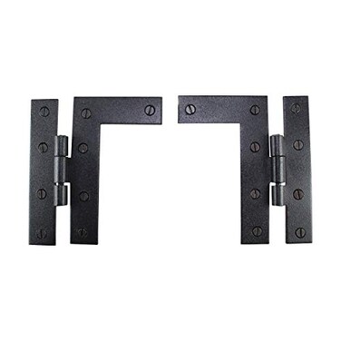Renovators Supply Manufacturing Cabinet Hinges 45 in Black HL Hinge Pair Left and Right Wrought Iron Kitchen Cabinet Hinge with Hardware