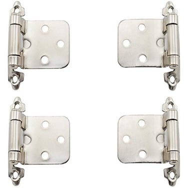 SDTC Tech 4Pack Overlay Cabinet Door Hinges Nickel Plated SelfClosing Flush Cabinet Hinges with Mounting Screws Face Mount