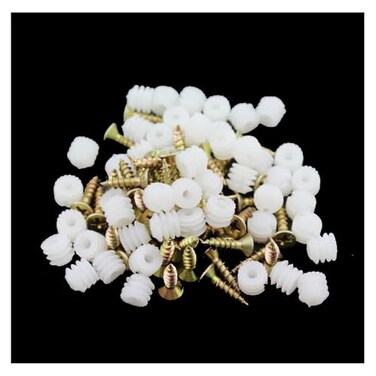 SQXBK 50PCS 8mm031inch Hardware Hinge Screw Embedded Part Hinge Dowel Insert Plastic Nut Connector White Nylon Expansion Plug