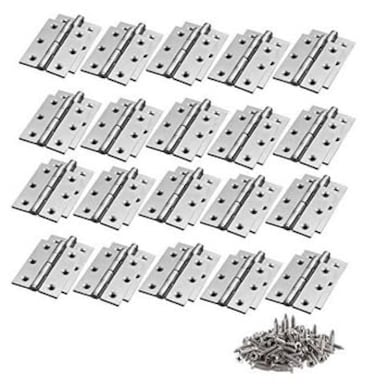 TamBee 40Pcs 17inch Folding Butt Hinges Mini Stainless Steel Hinge for Cabinet Cupboard Closet Door Home Furniture Hardware Boxes Gate Drawer Silver Tone