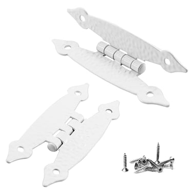 Waziaqoc 10Pcs H Cabinet Hinge White Offset Hinge Hammercraft Flush Door Hinge Decorative Flat Hinges with Mounting Screws for Cabinet Closet Wooden Box 35 x 15