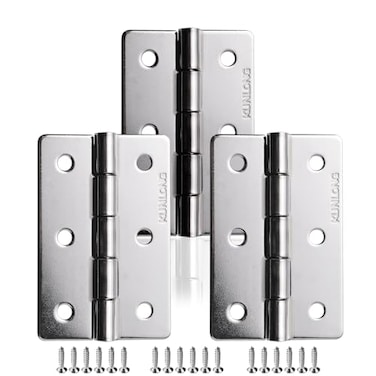 YUDTKK Stainless Steel Door Hinges Heavy Duty Butt Utility Hinges NonRemovable Pin Smooth and Quiet3 Pack2 inch x 235 inch