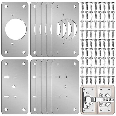zqeven Zqeven 12Pack Cabinet Hinge Repair Kit Hinge Fixing Plates for Kitchen Cupboard Locker Cabinet Doors