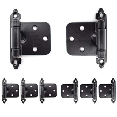 SDTC Tech 8Pack Overlay Cabinet Door Hinges Matte Black SelfClosing Flush Cabinet Hinges with Mounting Screws Face Mount