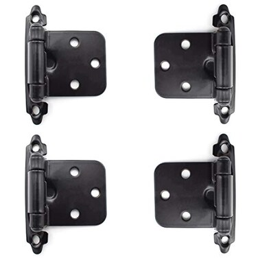 SDTC Tech 4Pack Overlay Cabinet Door Hinges Matte Black SelfClosing Flush Cabinet Hinges with Mounting Screws Face Mount
