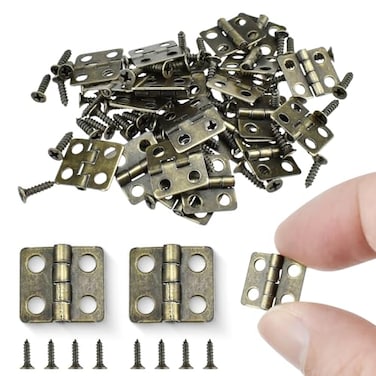 SDTC Tech 24Pack Mini Hinges 13x12mm 180 Degree Rotation Antique Butt Hinge with Mounting Nails for Jewelry Box Cabinet Closet Wooden Case Bronze