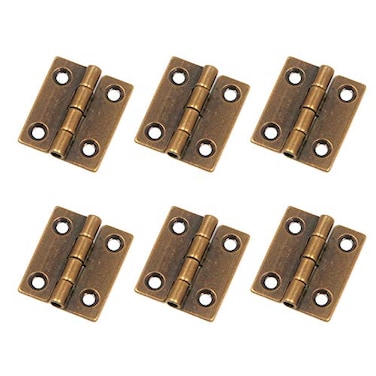 Mcredy Small Hinges for Wooden Box1 Inch Mini Hinge with Mounting Screws Butt Hinges BronzePack of 6