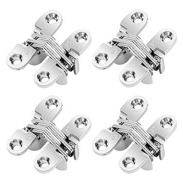 KALIONE 4 Pack Stainless Steel 180 Degree Hidden Hinges for Doors Cabinets Invisible Cross Swing Hinges