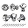 HOSL 10Pcs Cabinet Knobs 12 Dresser Knob Crystal Glass Drawer Pulls and Knobs Diamond Shape Silver Knobs for Kitchen Cupboard Bathroom Pull Handles 30mm Clear