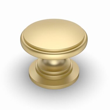 Amerdeco 10 Pack 114 inch Kitchen Cabinet Knobs Brushed Gold Cabinet Knobs Bedroom Dresser Gold Round Drawer Knobs Single Hole Cabinet Pulls