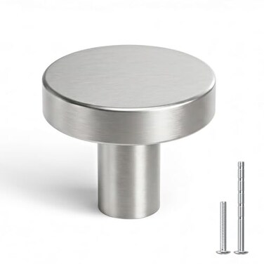 homdiy 25 Pack Brushed Nickel Cabinet Knobs Round Kitchen Drawer Knobs Silver Knobs for Cabinets Metal Handles for Desk Drawers Cupboard