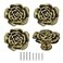 brandname Rose Flower Knobs 4 Pcs Metal Flower Shaped Cabinet Drawer Pulls Zinc Alloy Single Hole Handle with Screws Brone Rose