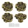 brandname Rose Flower Knobs 4 Pcs Metal Flower Shaped Cabinet Drawer Pulls Zinc Alloy Single Hole Handle with Screws Brone Rose