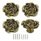brandname Rose Flower Knobs 4 Pcs Metal Flower Shaped Cabinet Drawer Pulls Zinc Alloy Single Hole Handle with Screws Brone Rose