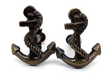 5MOONSUN5 s Ship Anchor Cast Iron Door KnobsDrawer Pulls Dresser Door Knobs for Cabinets Wardrobes Kitchen CupboardsPull and Push Handle Knobs Handmade Set of 2