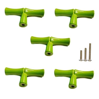 GDQLCNXB 5Pcs Cabinet Knobs Single Hole Bamboo Solid Zinc Alloy Cabinet Knobs Handle pulls Dresser Drawer Cabinet Cupboard Closet Door Pull Decorative Furniture Accessories Knobs Single Hole Green