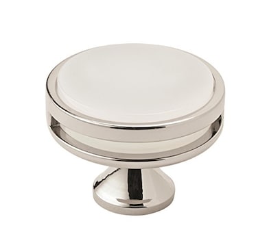 Amerock Cabinet Knob Polished NickelFrosted 134 inch 44 mm Diameter Oberon 1 Pack Drawer Knob Cabinet Hardware