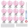 ANJUU 12 Pcs 30mm Round Shape Bubble Crystal Glass Cabinet Knobs with Screws Drawer Knob Pull Handle Used for Kitchen Dresser Door Cupboard Pink
