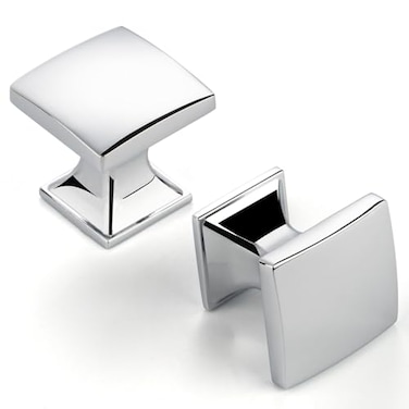 ASKANO 10 Pack 1 Inch Small Square Polished Chrome Cabinet Knobs Chrome Drawer Knobs Chrome Cabinet Pulls ZK2203 Solid Kitchen Hardware for Cabinets Drawers Bedroom Dresser Bathroom Vanity Cupboard