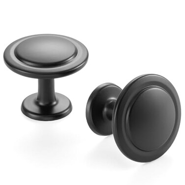 ASKANO 10 Pack 114 Inch Round Matte Black Cabinet Knobs Black Drawer Knobs Black Cabinet Pulls ZK2409 Solid Kitchen Hardware for Cabinets Drawers Bedroom Dresser Bathroom Vanity Cupboard
