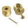 AUXBC Mini Round Solid Brass Knobs 34 Inch 19mm Diameter Antique Metal Cabinet Drawer Pulls Modern Kitchen Dresser Handle Knobs for Kitchen Jewelry Box with Screws Brushed Gold 4PCS