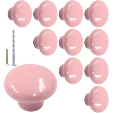 Biaungdo 10 Pack Ceramic Door Knobs Retro Ceramic Dresser Knobs Round Cabinet Knobs Decorative Drawer Knobs Pulls for Cabinet Closet Drawer CupboardPink