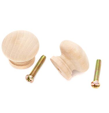 binifiMux 10Pack 1 Inch Round Wood Unfinished Dresser Drawer Pulls Handles Knobs for Cabinet Cupborad